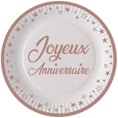 2 Lots De 8 Assiettes Rondes Jetables Joyeux Anniversaire En Carton