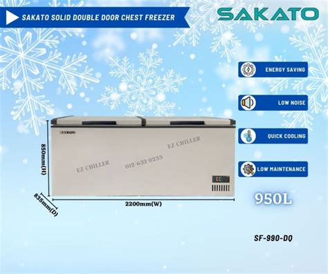 SAKATO Solid Double Door Chest Freezer DELIVERY KLANG VALLEY 950L