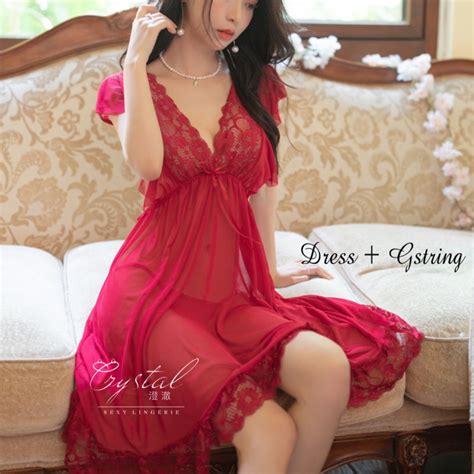 Jual Crystal MIA Sexy Lingerie Dress Transparan Baju Tidur Sexy