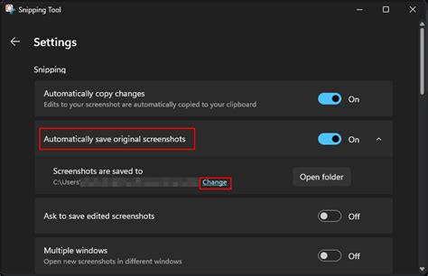 How to Change Default Save Location for Snipping Tool?