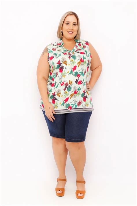 Blusa Estampado Viscose Plus Size Ideias Fashion Moda Em Tamanhos