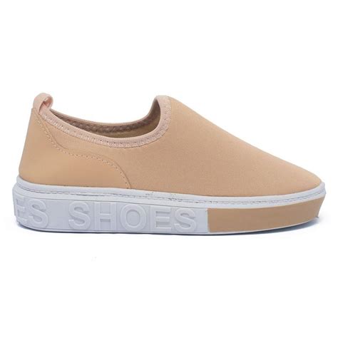 Tenis Feminino Shoes Calce Facil Academia Slip On Leve Confort Vel Nude Beanna Cal Ados