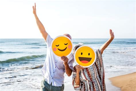 Premium Photo Happy Mature Mother And Son At The Beach