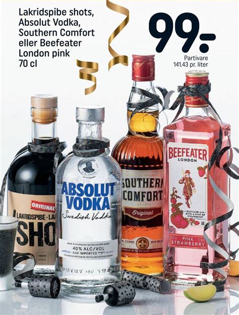 Lakridspibe Shots Absolut Vodka Southern Comfort Eller Beefeater