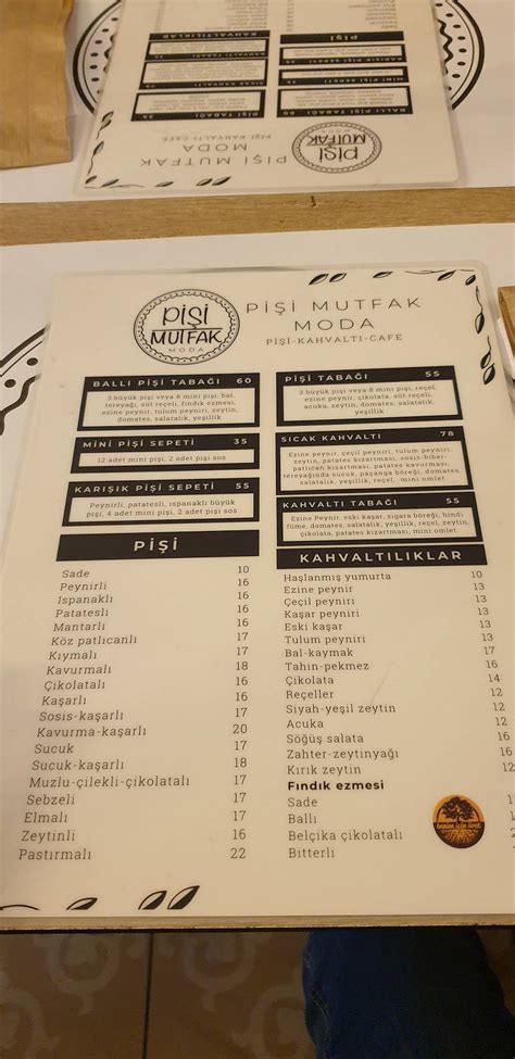 Menu At Pi I Mutfak Moda Kahvalt Kad K Y Kahve Istanbul