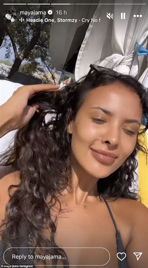 Make Up Free Maya Jama Looks Radiant As She Soaks Up The Sun In A Black Bikini As She Kicks Back