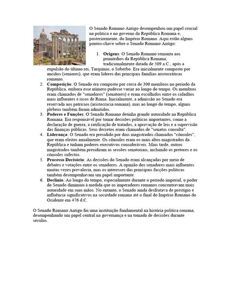 Funções do Senado na Roma Antiga | PDF | Império Romano | Roma Antiga