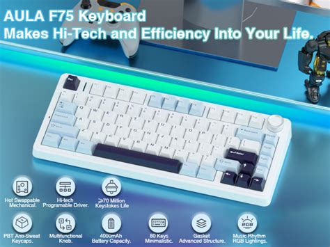 Mua AULA F75 75 Wireless Mechanical Keyboard Gasket Hot Swappable Custom Keyboard Pre Lubed