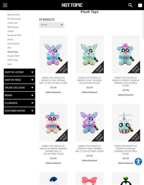 The New Plushies Are Up On Hot Topic R Fivenightsatfreddys