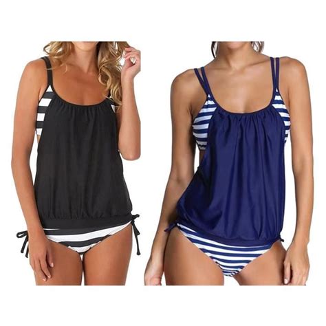 Minetom Bikini Femme 2 Pièces Sexy Tankinis Dos Nu Sport Bikinis Maillot De Bain Deux Piècesi