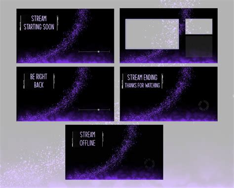 Twitch Animated Overlay Package Ready To Use Purple Simple Minimalist Screens Facecam Panel