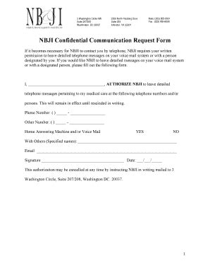 Fillable Online Nbji Confidential Communication Request Form Fax Email