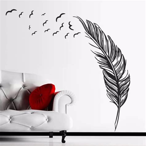 8014 Large Feather Wall Sticker Home Decor Plume Wallpaper Poster Wall