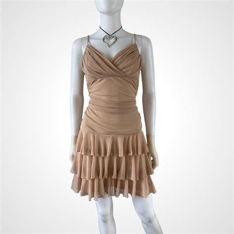 Y2k Nude Stretchy Ruched Mini Dress Gem