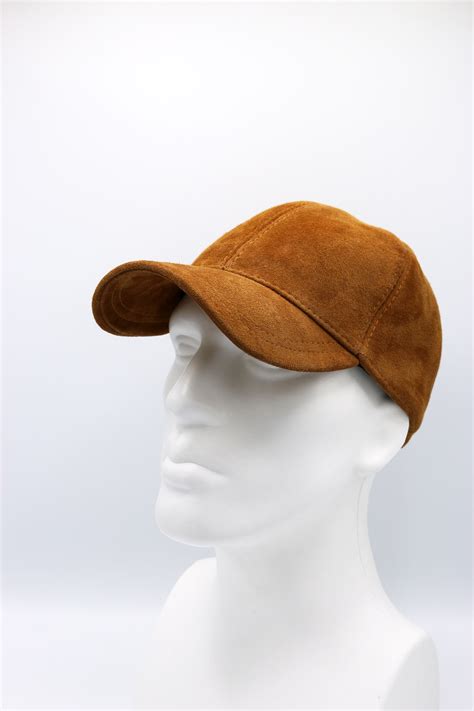 Tan Suede Leather Baseball Cap Hatsquare Leather Hat Etsy