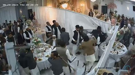 Moment Lavish Wedding Reception Descends Into A Mass Brawl As Guests