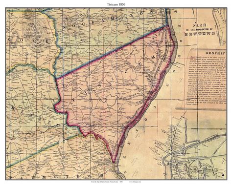 Tinicum Township, Pennsylvania 1850 Old Town Map Custom Print - Bucks