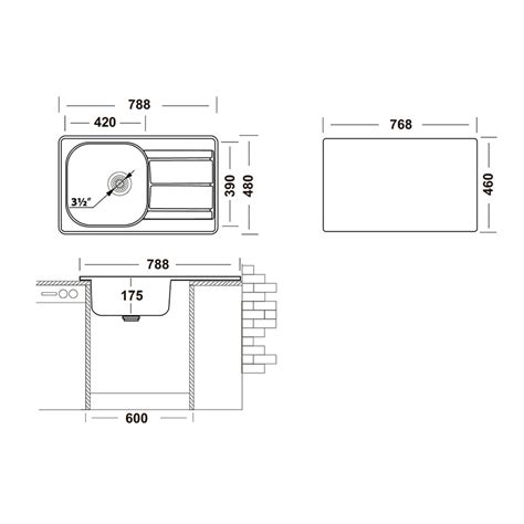 Мойка для кухни Ukinox Nord 788х480х175 мм врезная прямоугольная сталь ...