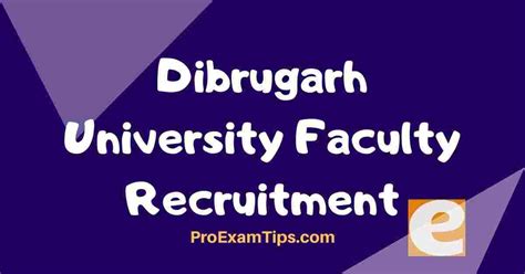 Latest Dibrugarh University Faculty Recruitment January 2024