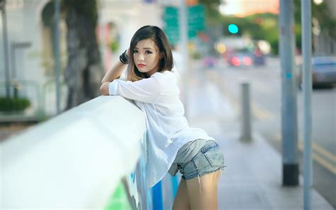 Wallpaper White Women Model Asian Photography Dress Blue Jean