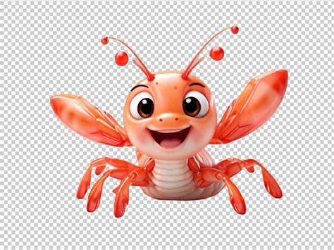 Premium Psd Psd Of A D Cute Shrimps On Transparent Background