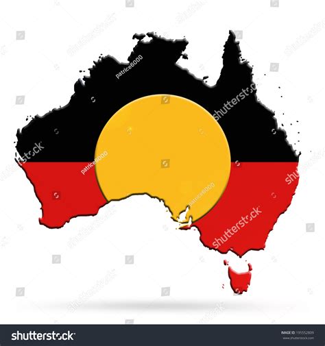 Aboriginal Australia Flag Map White Background ภาพประกอบสต็อก