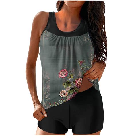 Valueadd Women S Swimsuits Floral Print With Breast Top Two Piece Bikini Set Spring Summer