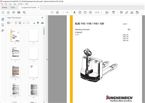 Jungheinrich Forklift EJE 110 EJE 116 EJE 118 EJE 120 Operating