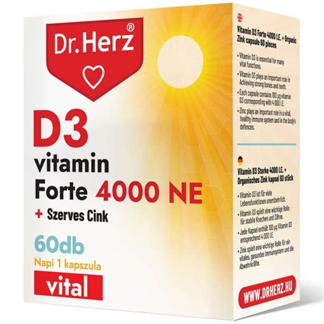 Dr Herz D3 Vitamin Forte 4000NE Szerves Cink Kapszula 60db