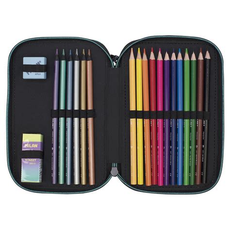 Milan Filled Triple Decker Pencil Case Sunset Black Dressinn