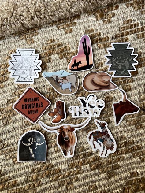 Western Sticker Pack Set Of 12 Cowboy Decals Horse Stickers Etsy