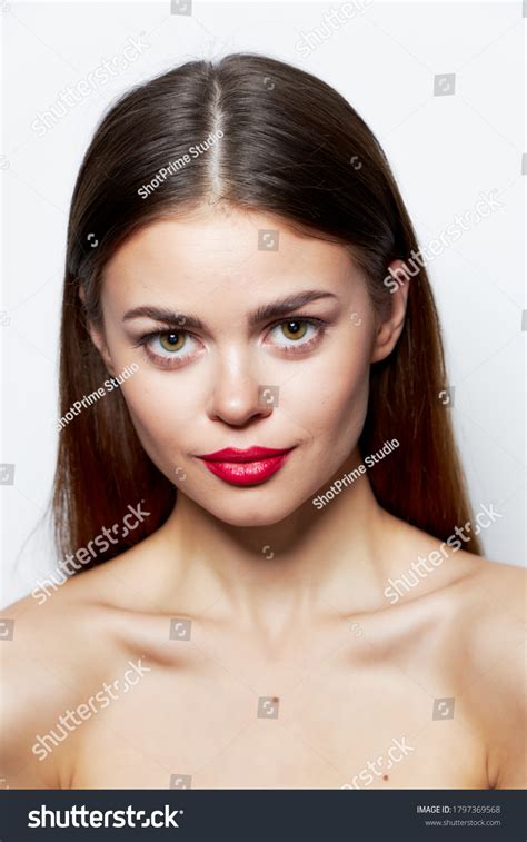 Brunette Nude Shoulders Attractive Look Red Stock Photo 1797369568 Shutterstock