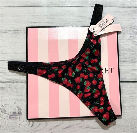 VICTORIA S SECRET SWIM Shine Strap Sexy Tee Push Up Bikini Thong Set Berry EBay