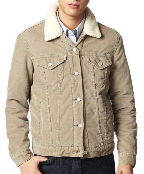 New Mens Levis Sherpa Trucker Jacket Cream Beige