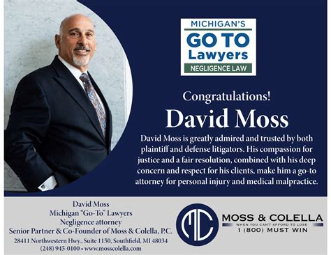 David Moss Is Featured on MI Lawyers Weekly – Moss & Colella