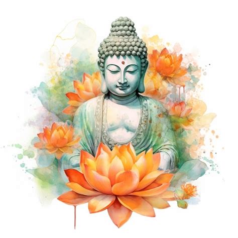 Premium Photo | Digital painting of a buddha statue