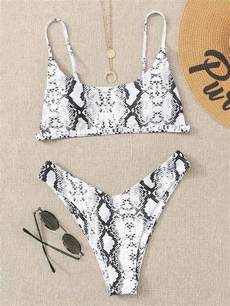 Costume Da Bagno Bikini Con Gamba Alta Effetto Serpente