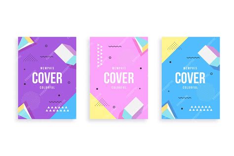 Free Vector | Memphis cover collection