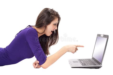 Brunette Using Laptop Stock Image Image Of People Education 13106163