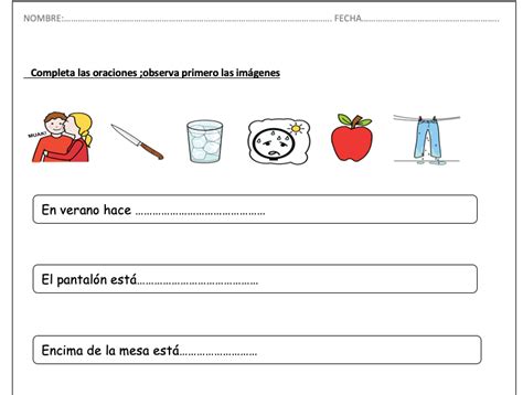 Completa Las Oraciones Con Ayuda Visual Aula Pt