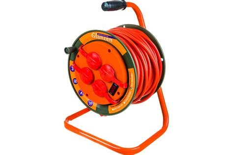Силовой удлинитель на катушке GLANZEN 4 гн. 30 м ПВС 3x1,5 IP44 EB-30 ...