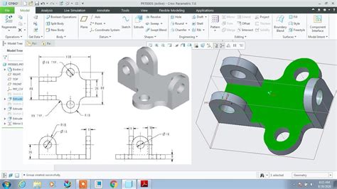 Creo Parametric Part Design Extrude Exercise Youtube