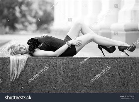 Sexy Blonde Long Hair Slim Figure Stock Photo Shutterstock