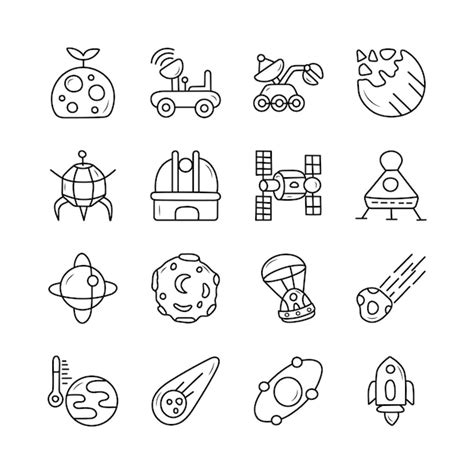 Premium Vector Space Vector Outline Hand Draw Icon Set 3