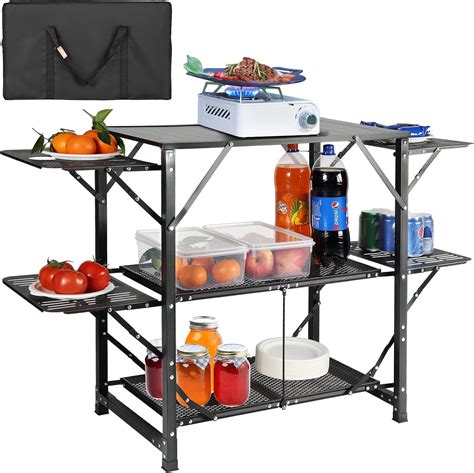 Amazon.com : VEVOR Camping Kitchen Table, Aluminum Folding Portable