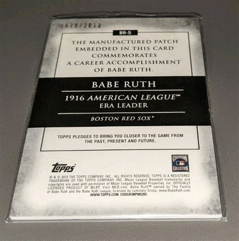 Babe Ruth Topps Era Leader Manufactured Patch Card Lml Ebay