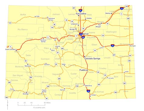 Map Of Colorado Cities Colorado Interstates Highways