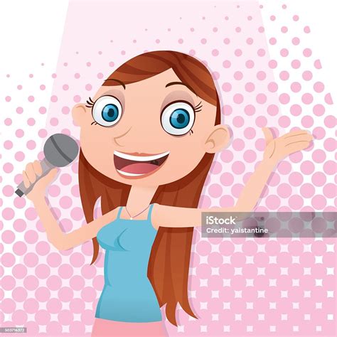 kartun penyanyi wanita ilustrasi stok  gambar  berdiri