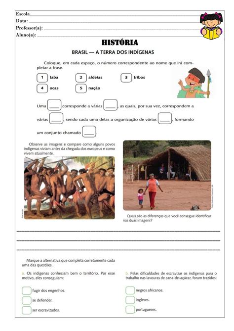 Exercícios Sobre Os Povos Indígenas 5o Ano Com Gabarito