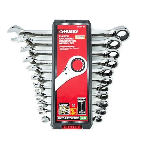 Husky Sae Stubby Combination Wrench Set With Storage Rack 7 Piece